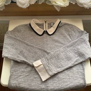 J. Crew Peter Pan Collar Grey Sweatshirt Top S